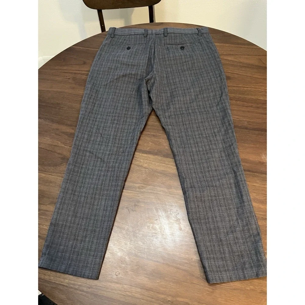 Banana Republic Men's 33x30 Dress Pants Gray Check Slim-Tapered Fit Size